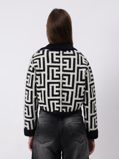 Gaiia Geometric Print Collared Shacket