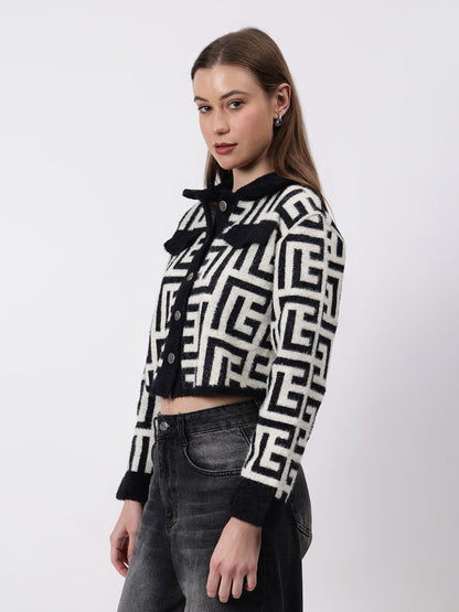 Gaiia Geometric Print Collared Shacket