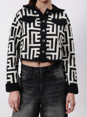 Geometric Print Collared Shacket