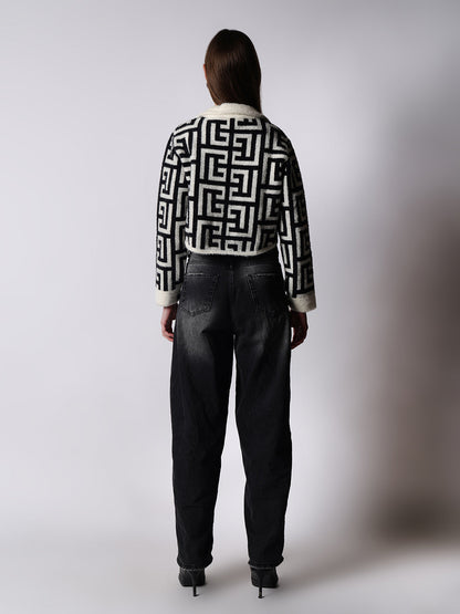 Gaiia Geometric Print Collared Shacket