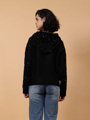 Women Winter Embellished Hoodie