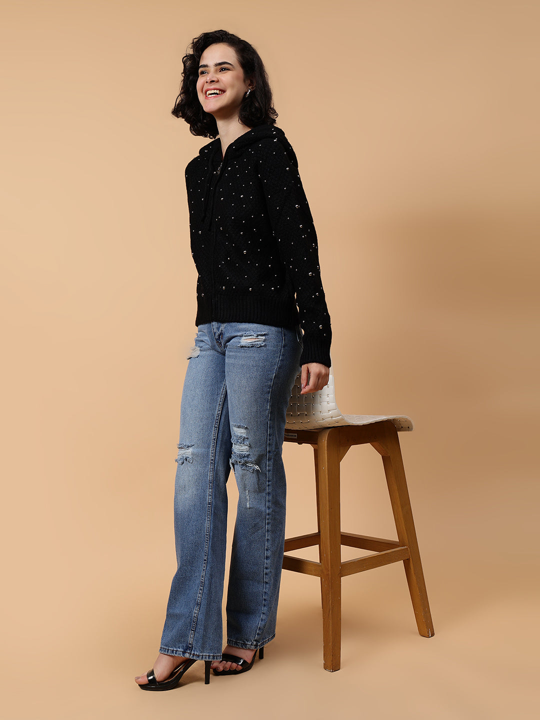 Gaiia Women Winter Embellished Hoodie