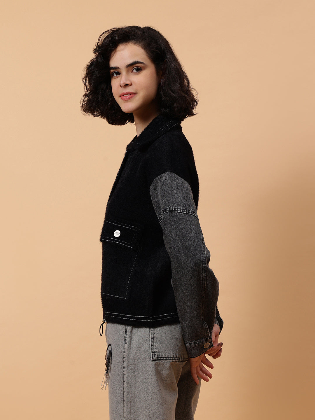 Gaiia Denim Sleeve Winter Shacket