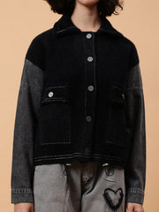 Denim Sleeve Winter Shacket