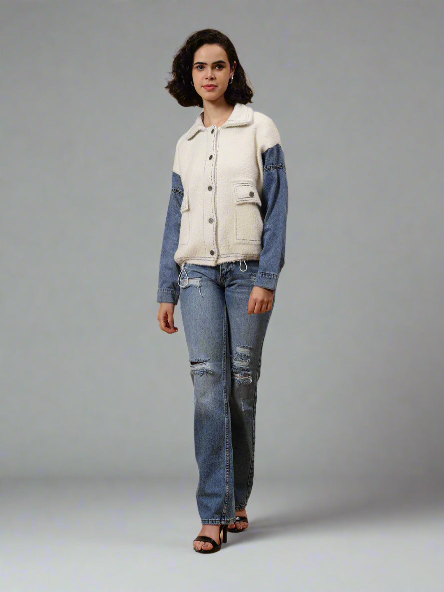 Gaiia Denim Sleeve Winter Shacket