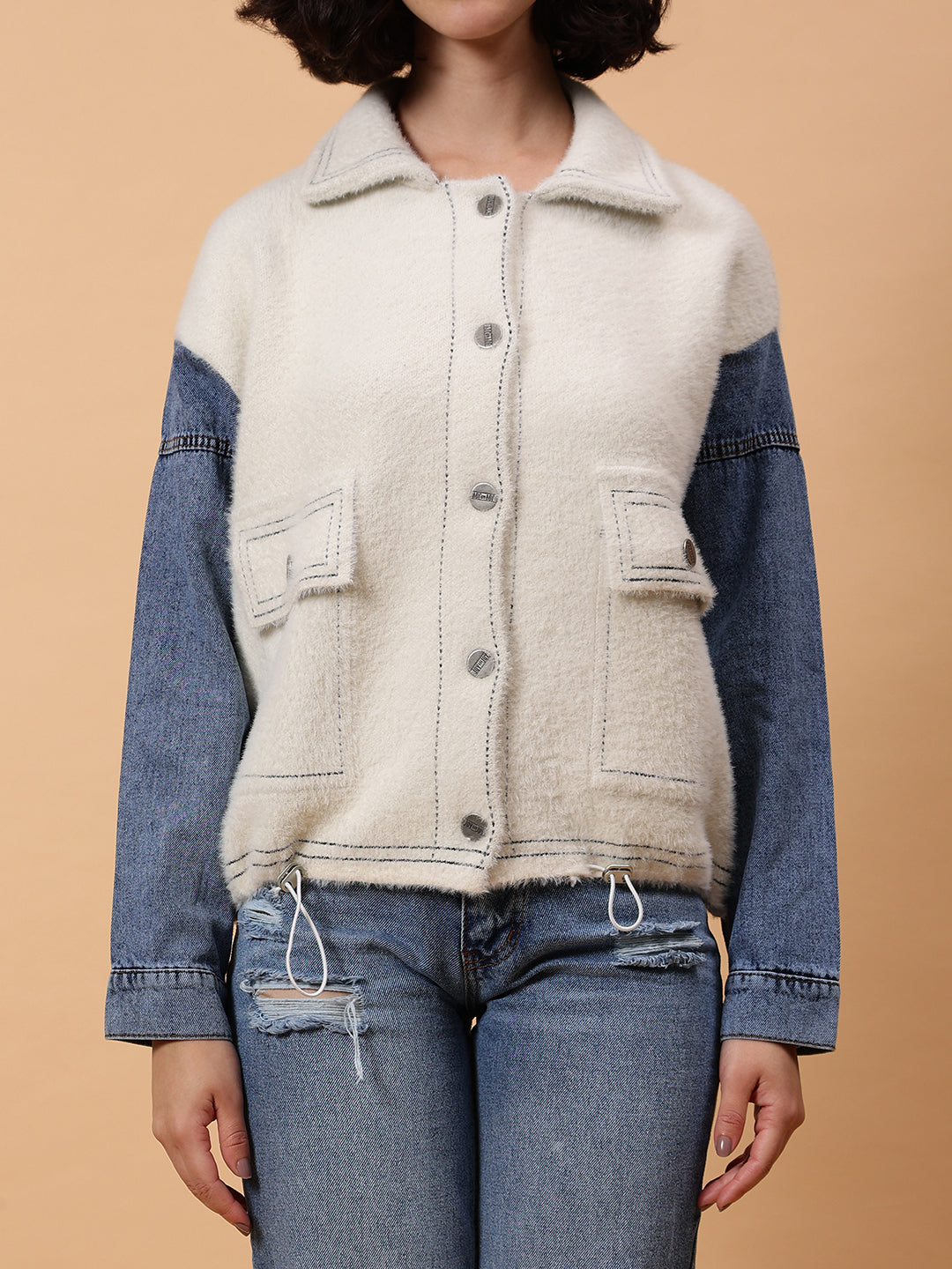 Gaiia Denim Sleeve Winter Shacket
