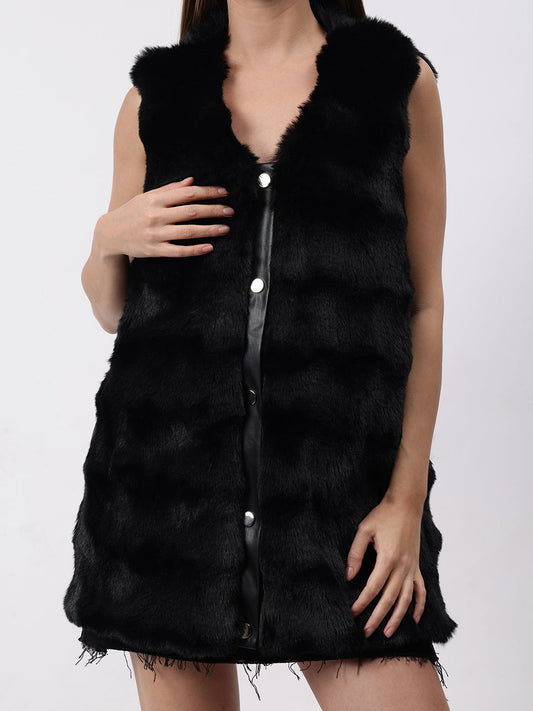 Gaiia Sleeveless Soft Fluffy Faux Fur Jacket
