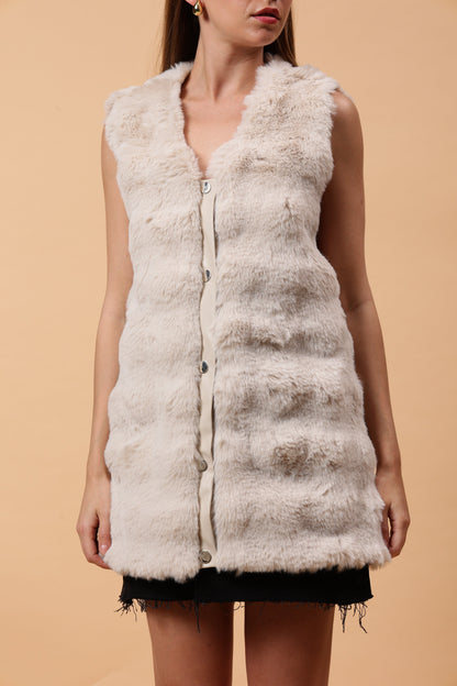 Gaiia Sleeveless Soft Fluffy Faux Fur Jacket