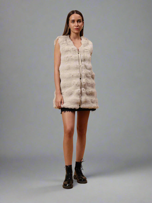 Sleeveless Soft Fluffy Faux Fur Jacket