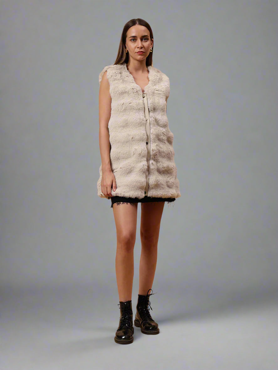 Gaiia Sleeveless Soft Fluffy Faux Fur Jacket