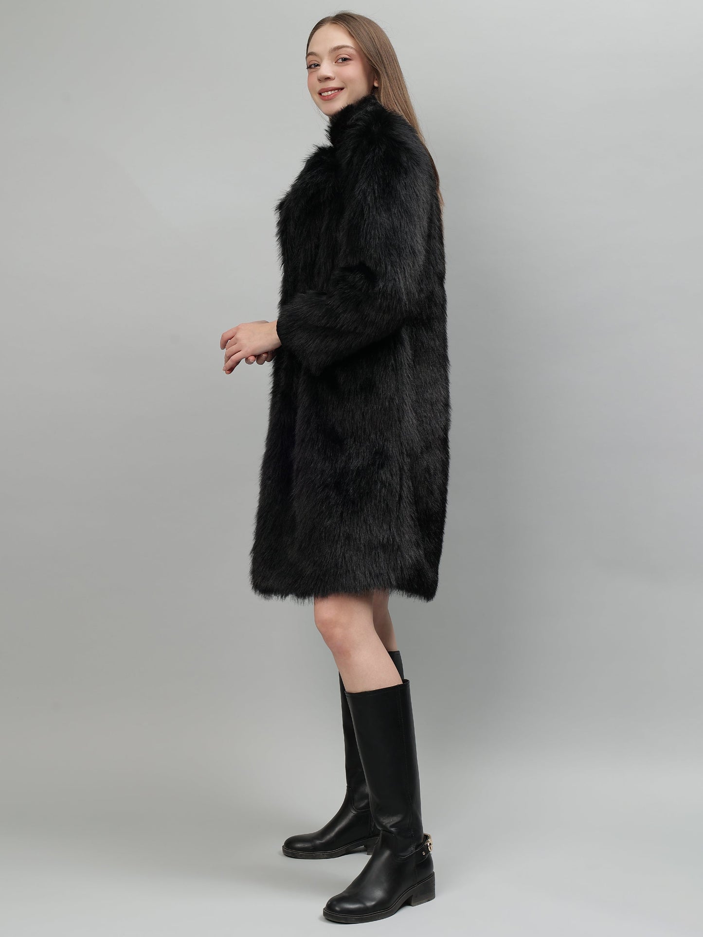 Gaiia Women Soft Fluffy Faux Fur Long Jacket