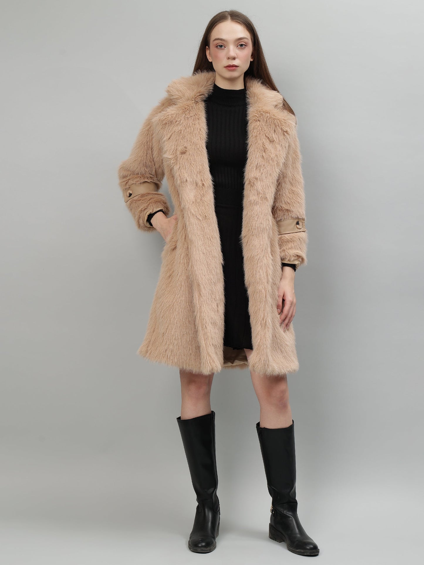Gaiia Women Soft Fluffy Faux Fur Long Jacket