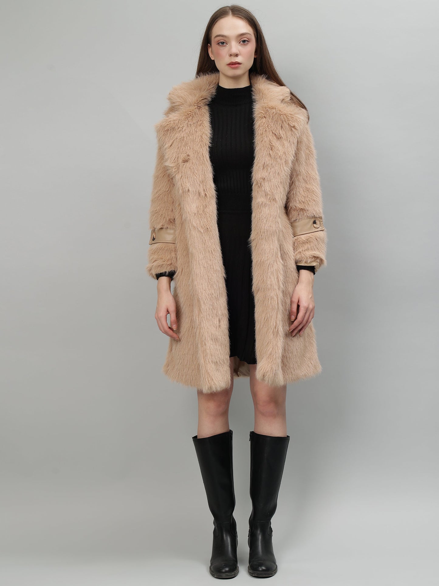Gaiia Women Soft Fluffy Faux Fur Long Jacket
