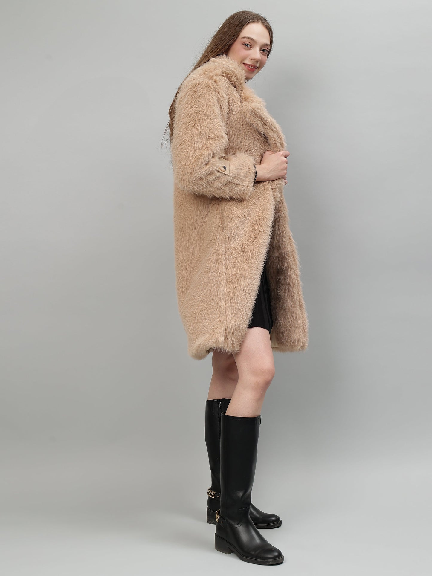 Gaiia Women Soft Fluffy Faux Fur Long Jacket