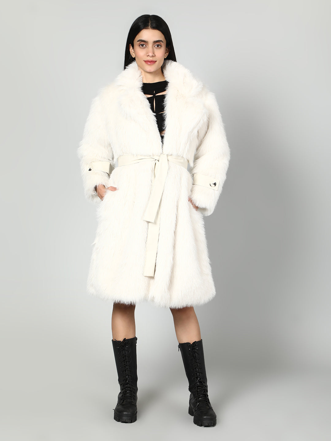 Gaiia Women Soft Fluffy Faux Fur Long Jacket