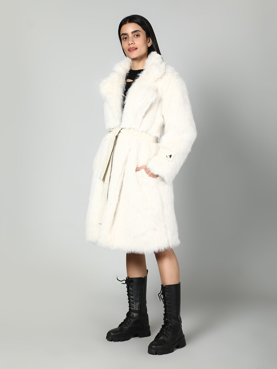 Gaiia Women Soft Fluffy Faux Fur Long Jacket