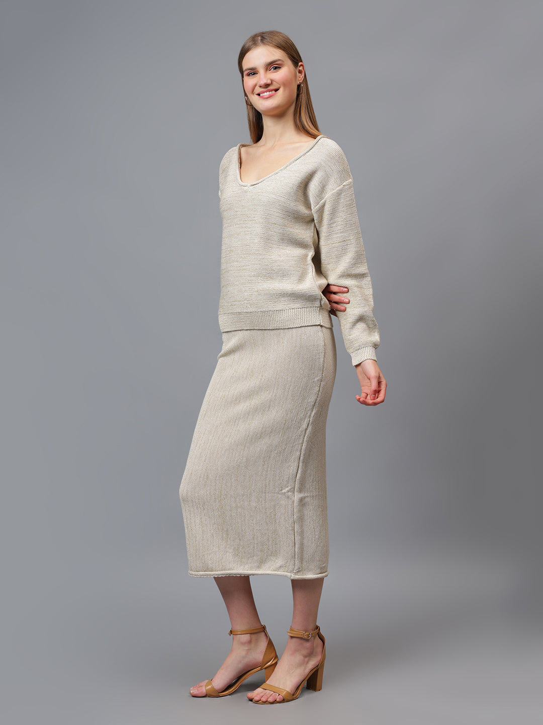 Gaiia Self Shimmer Skirt Co-Ord Set