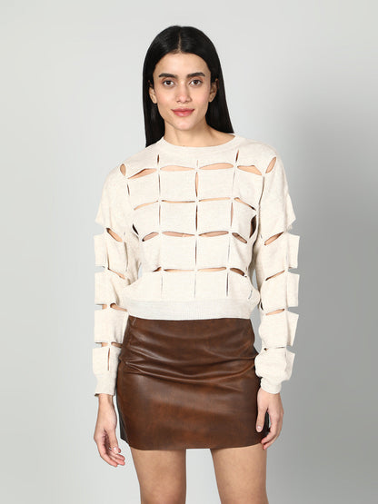 Gaiia Solid Colour Long Sleeves Pullover With Cutout