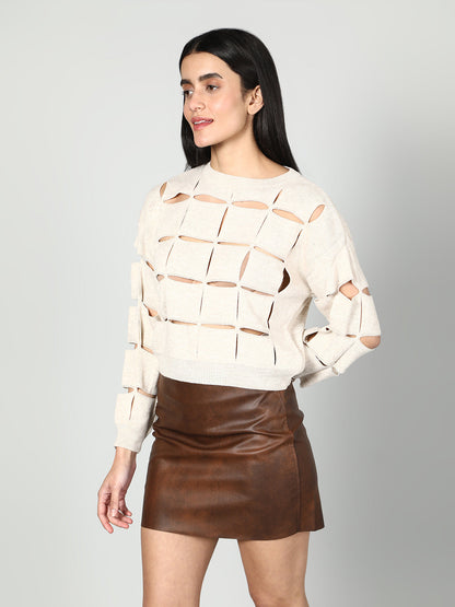 Gaiia Solid Colour Long Sleeves Pullover With Cutout