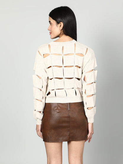Gaiia Solid Colour Long Sleeves Pullover With Cutout