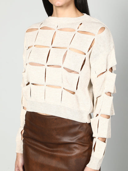 Gaiia Solid Colour Long Sleeves Pullover With Cutout