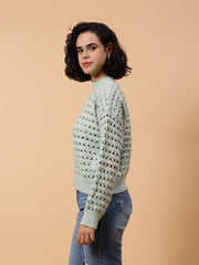 Gaiia Women Solid Regular Fit Cutwork Pullover