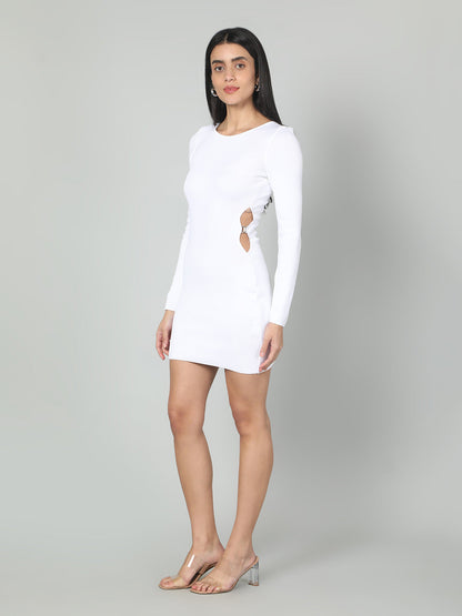 Gaiia Women Solid Bodycon Dress - White