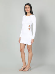Gaiia Women Solid Bodycon Dress - White