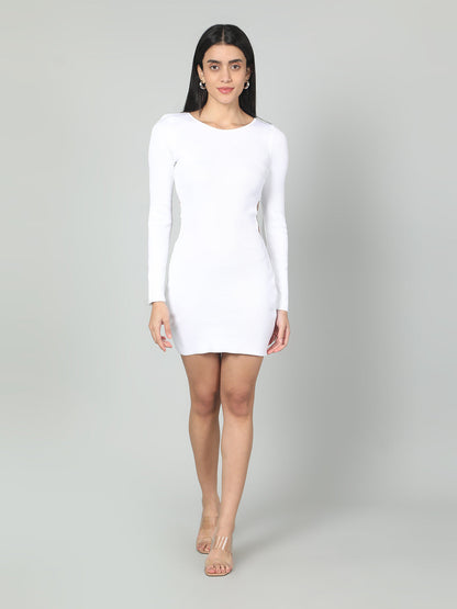 Gaiia Women Solid Bodycon Dress - White