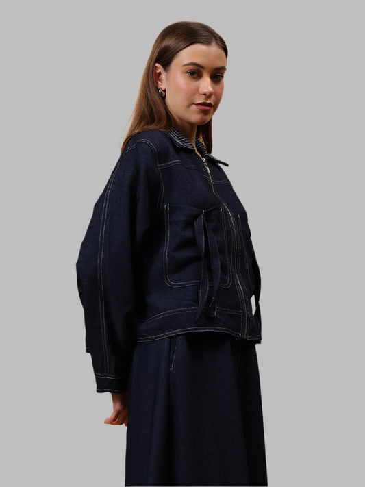 Gaiia Denim Jacket And Skirt Co-Ord Set - Blue