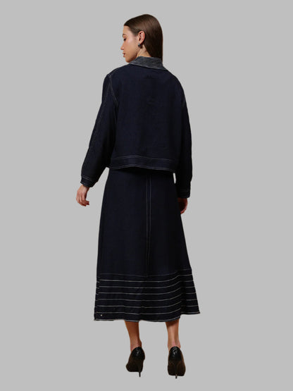 Gaiia Denim Jacket And Skirt Co-Ord Set - Blue