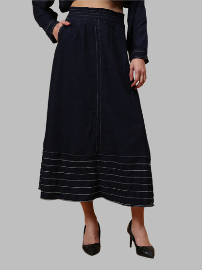 Gaiia Denim Jacket And Skirt Co-Ord Set - Blue