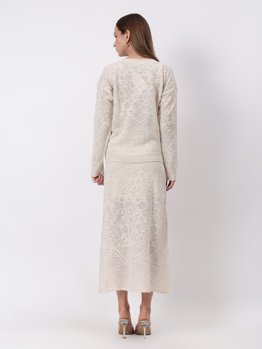 Gaiia Self Design Winter Skirt Co-Ord Set