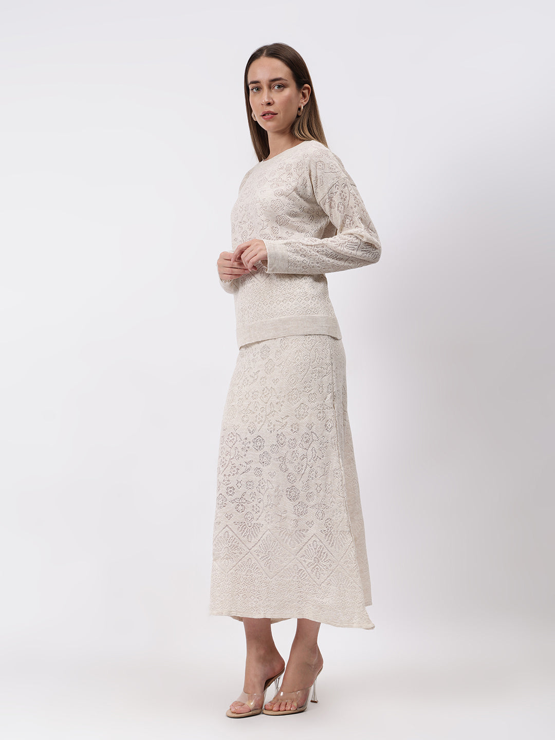 Gaiia Self Design Winter Skirt Co-Ord Set