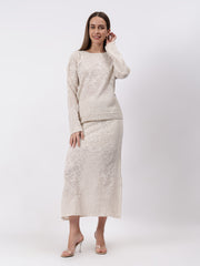 Self Design Winter Skirt Co-Ord Set