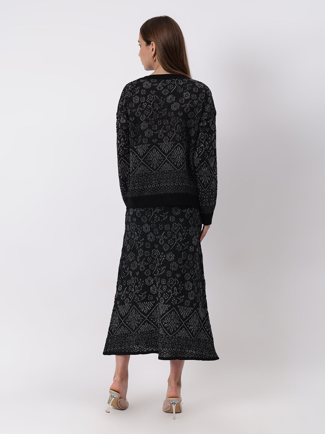 Gaiia Self Design Winter Skirt Co-Ord Set