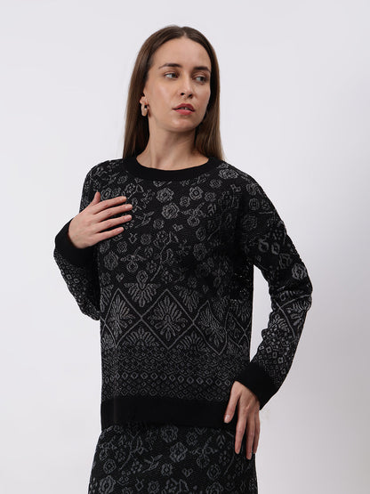 Gaiia Self Design Winter Skirt Co-Ord Set