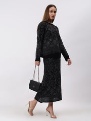 Self Design Winter Skirt Co-Ord Set