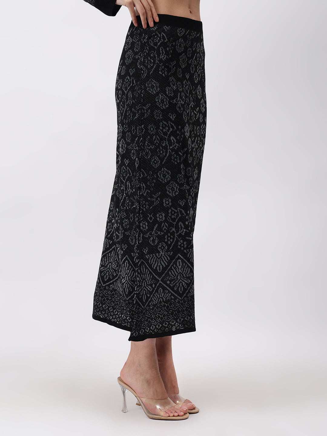 Gaiia Self Design Winter Skirt Co-Ord Set