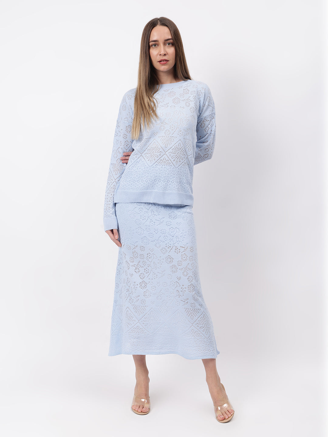 Gaiia Self Design Winter Skirt Co-Ord Set