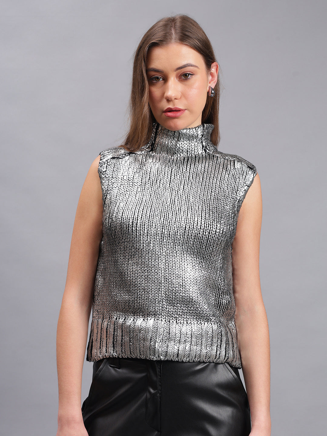 Gaiia Sleeveless Mettalic Winter Top