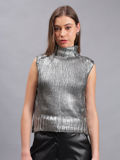 Gaiia Sleeveless Mettalic Winter Top
