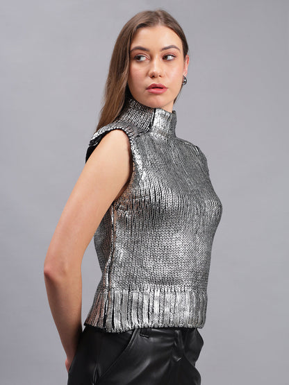 Gaiia Sleeveless Mettalic Winter Top