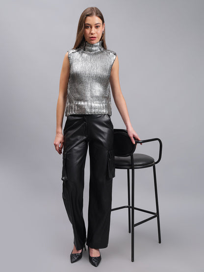 Gaiia Sleeveless Mettalic Winter Top