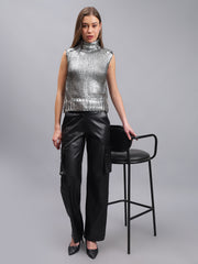 Gaiia Sleeveless Mettalic Winter Top