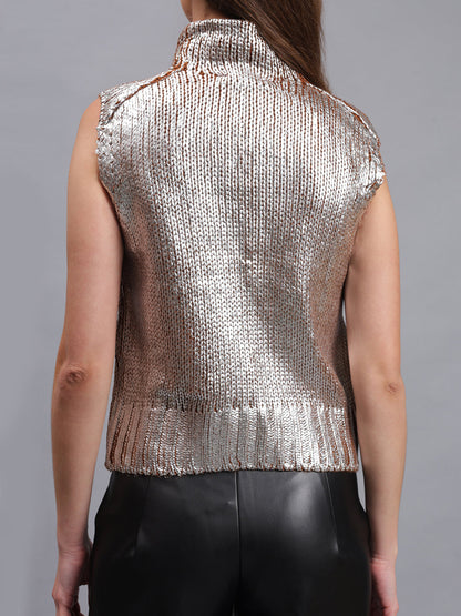 Gaiia Sleeveless Mettalic Winter Top