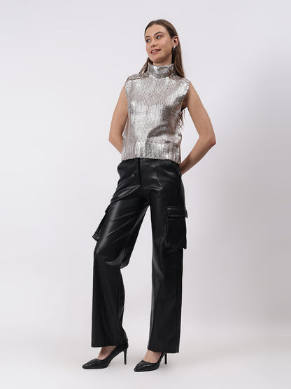 Gaiia Sleeveless Mettalic Winter Top