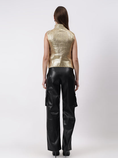 Gaiia Sleeveless Mettalic Winter Top