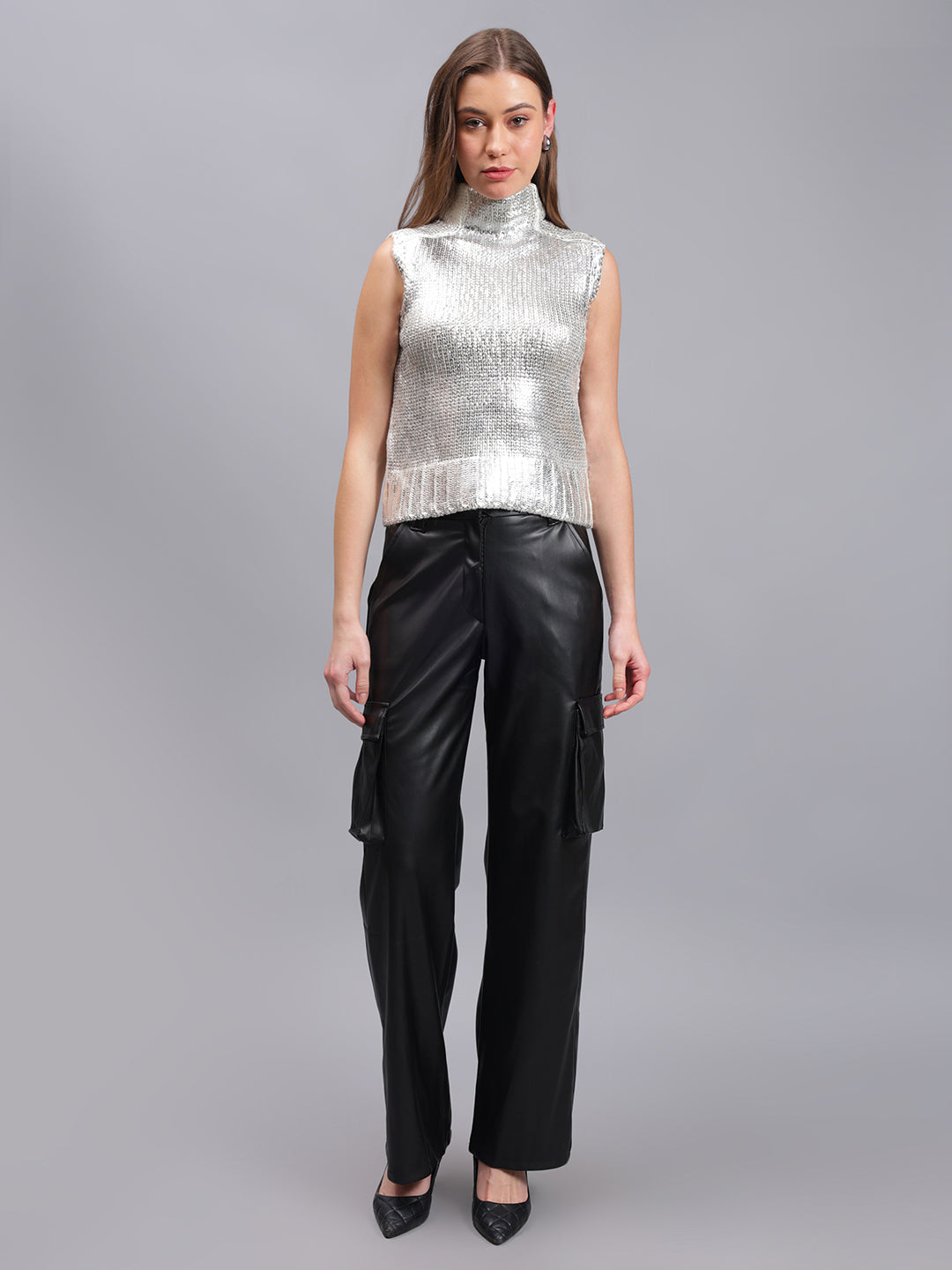 Gaiia Sleeveless Mettalic Winter Top