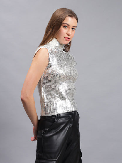 Gaiia Sleeveless Mettalic Winter Top